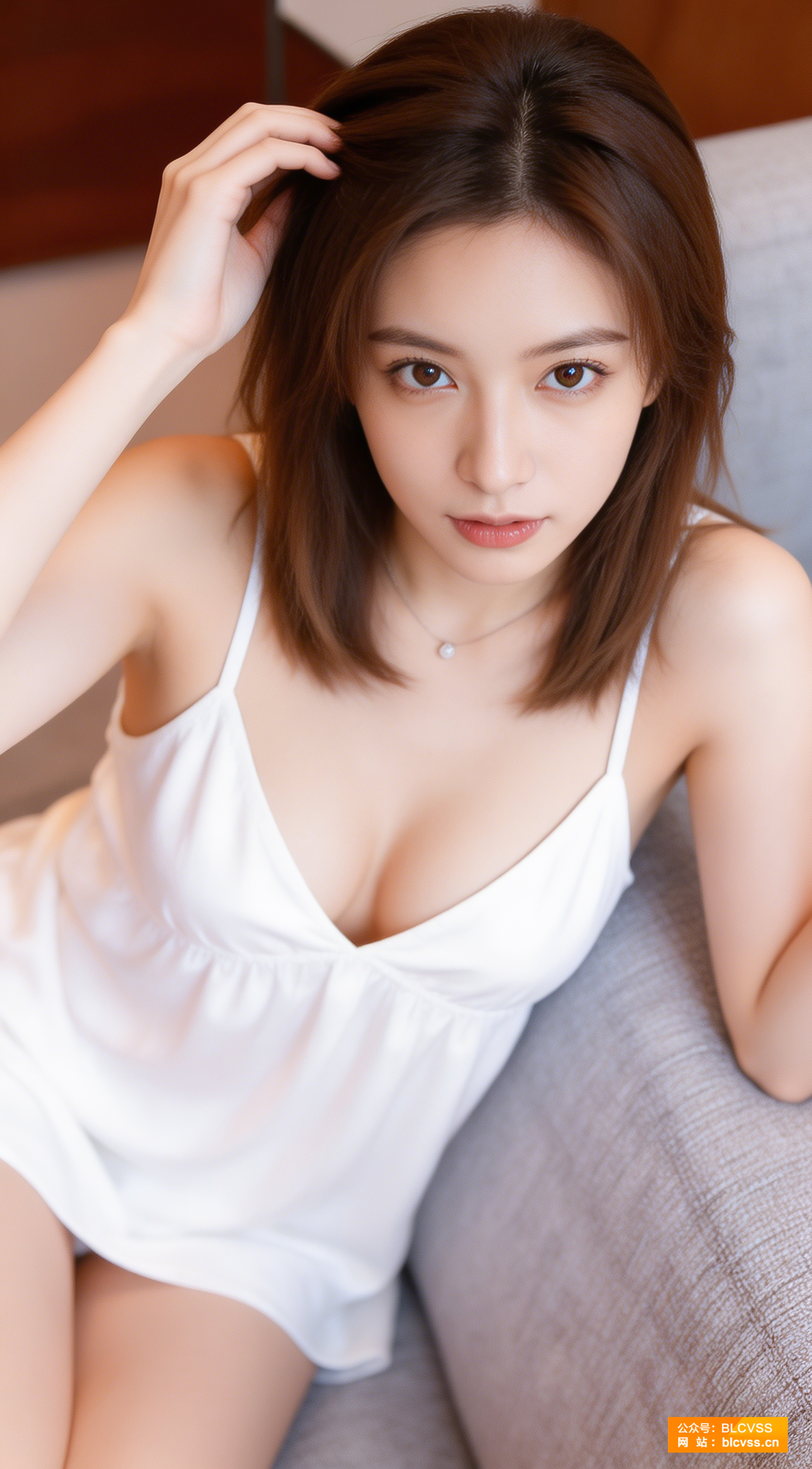白色吊带睡裙写真